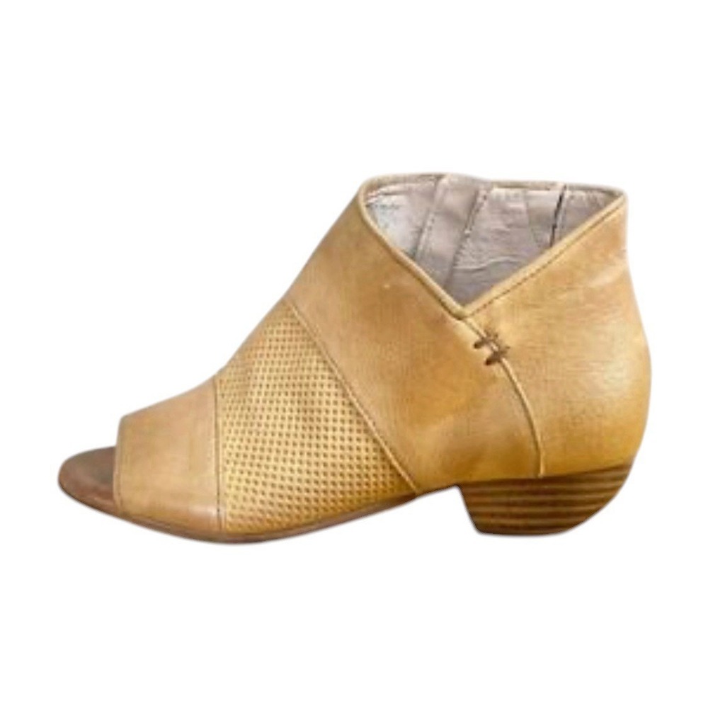 Miz Mooz Clermont leather peep-toe booties in a wheat Size 38 US 7.5 Wide